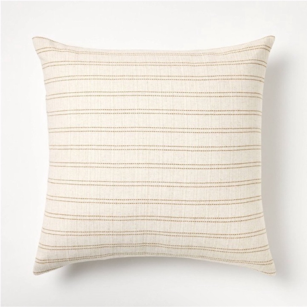 COPY - NWT Oversized Woven Striped Square Throw Pillow Neutral/Dark Tan - Studi…